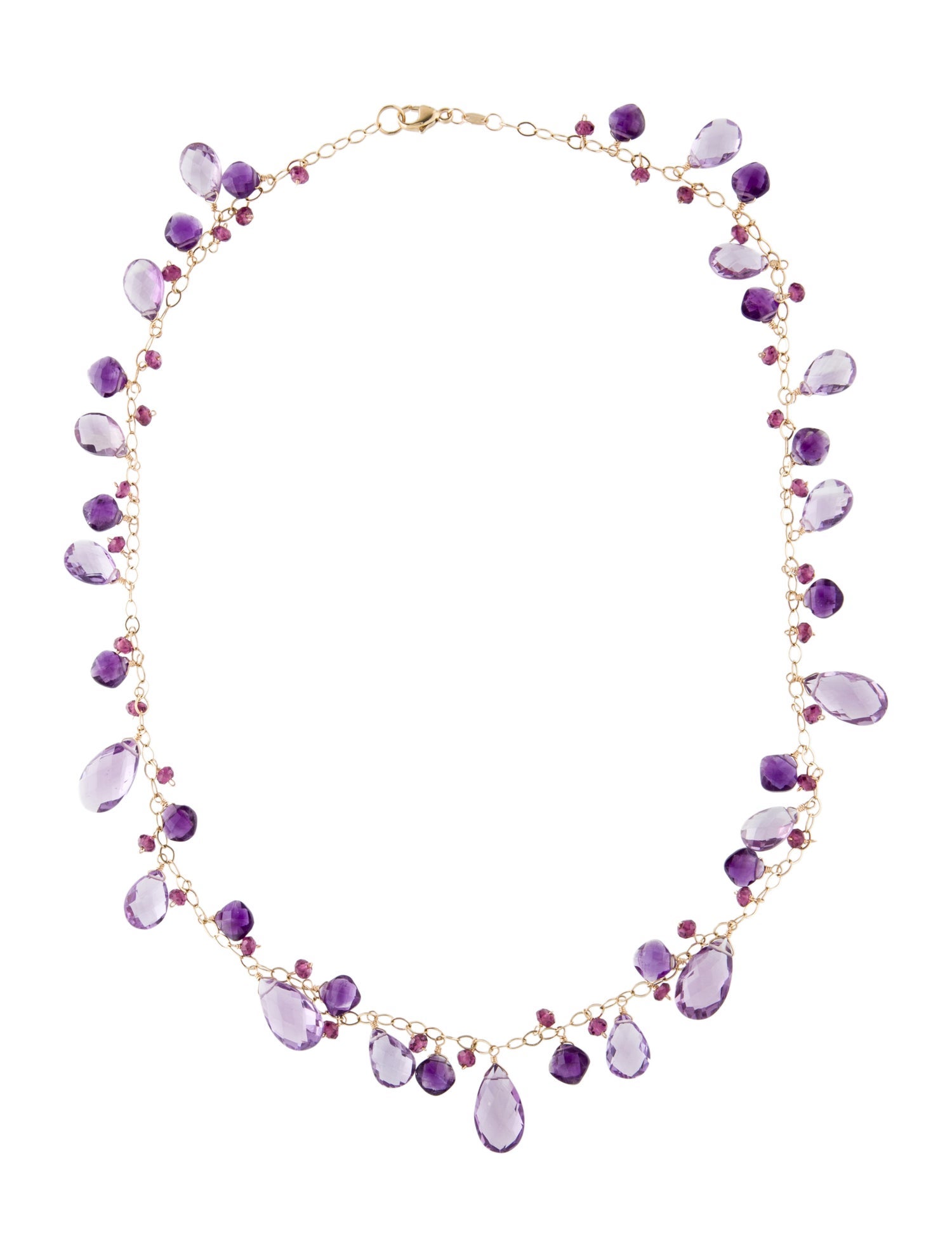 Jewelmak 14K Amethyst & Rhodolite Beaded Necklace