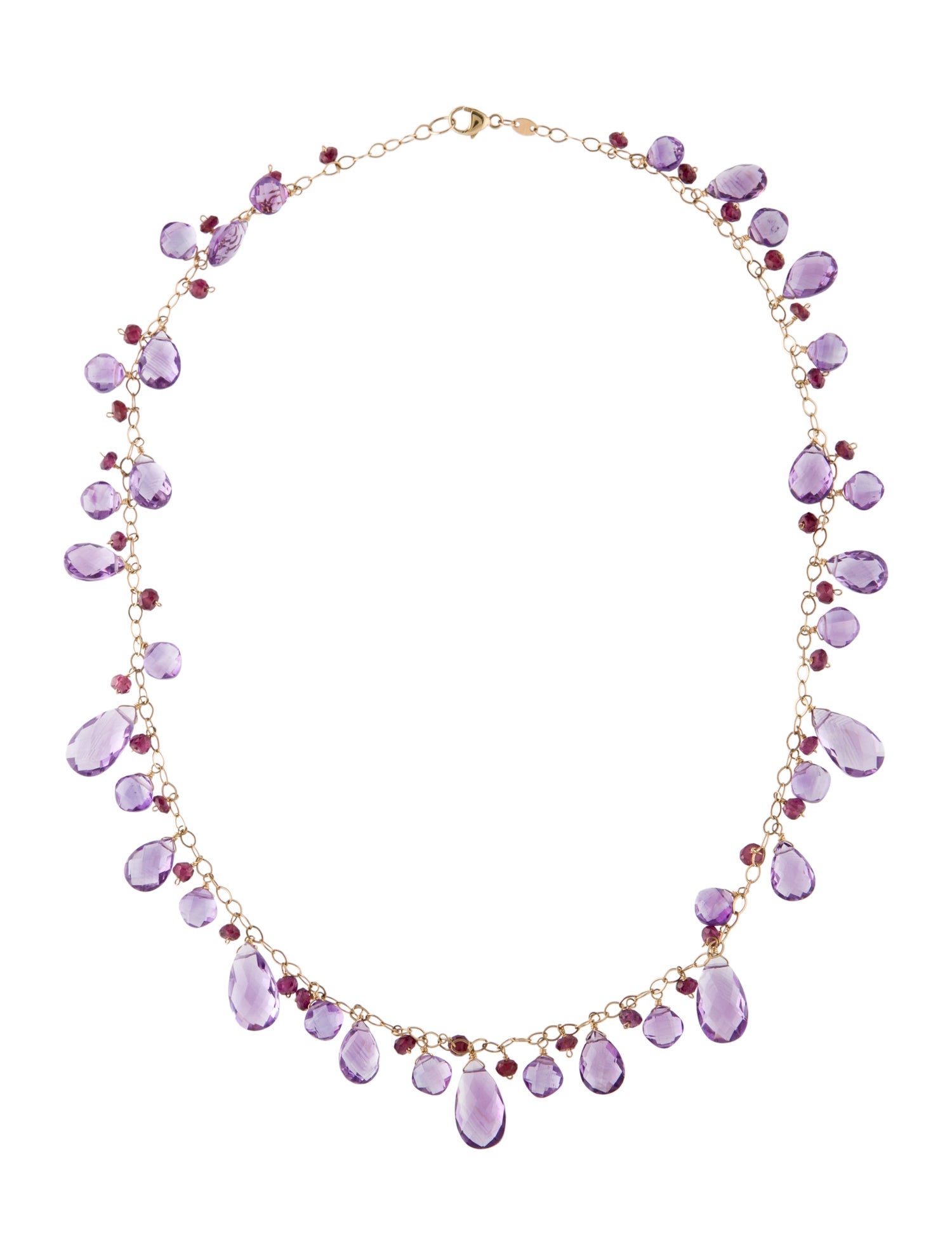 Jewelmak 14K Amethyst & Rhodolite Beaded Necklace