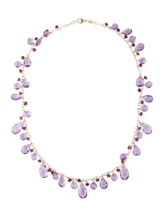 Jewelmak 14K Amethyst & Rhodolite Beaded Necklace