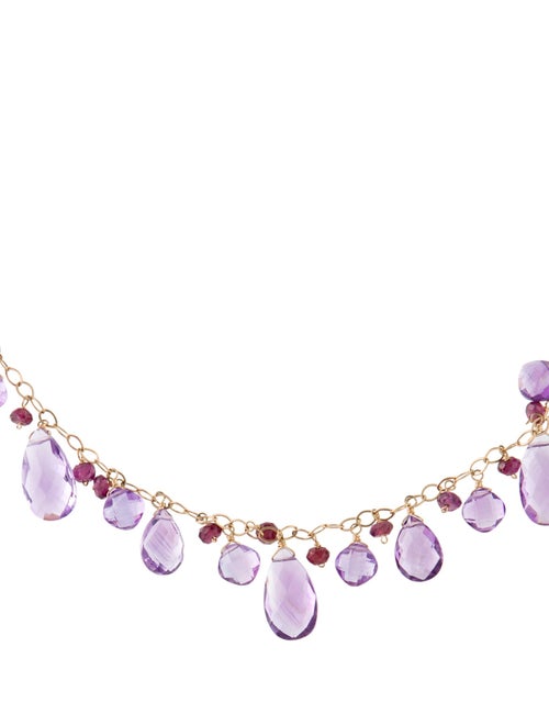 Jewelmak 14K Amethyst & Rhodolite Beaded Necklace