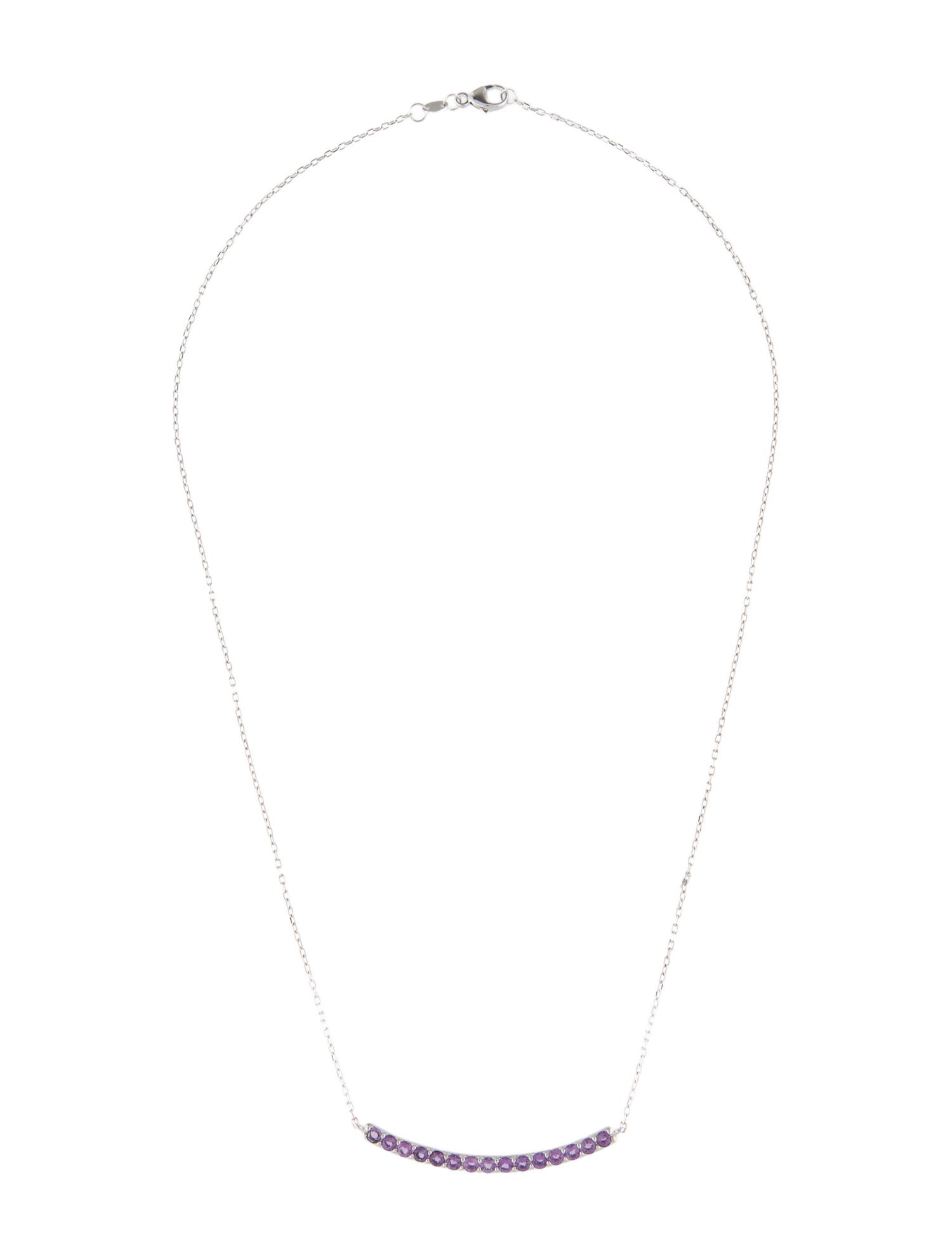 Jewelmak 14K 1.08ctw Amethyst Curved Bar Necklace