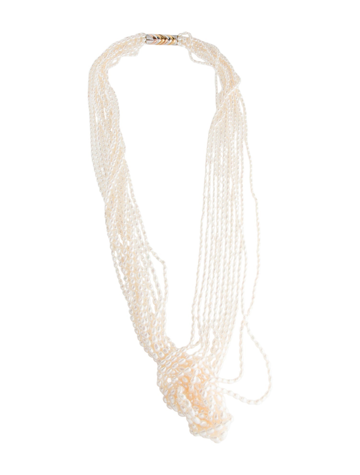 Necklace 18K Pearl & Diamond Tri-Color Multistrand