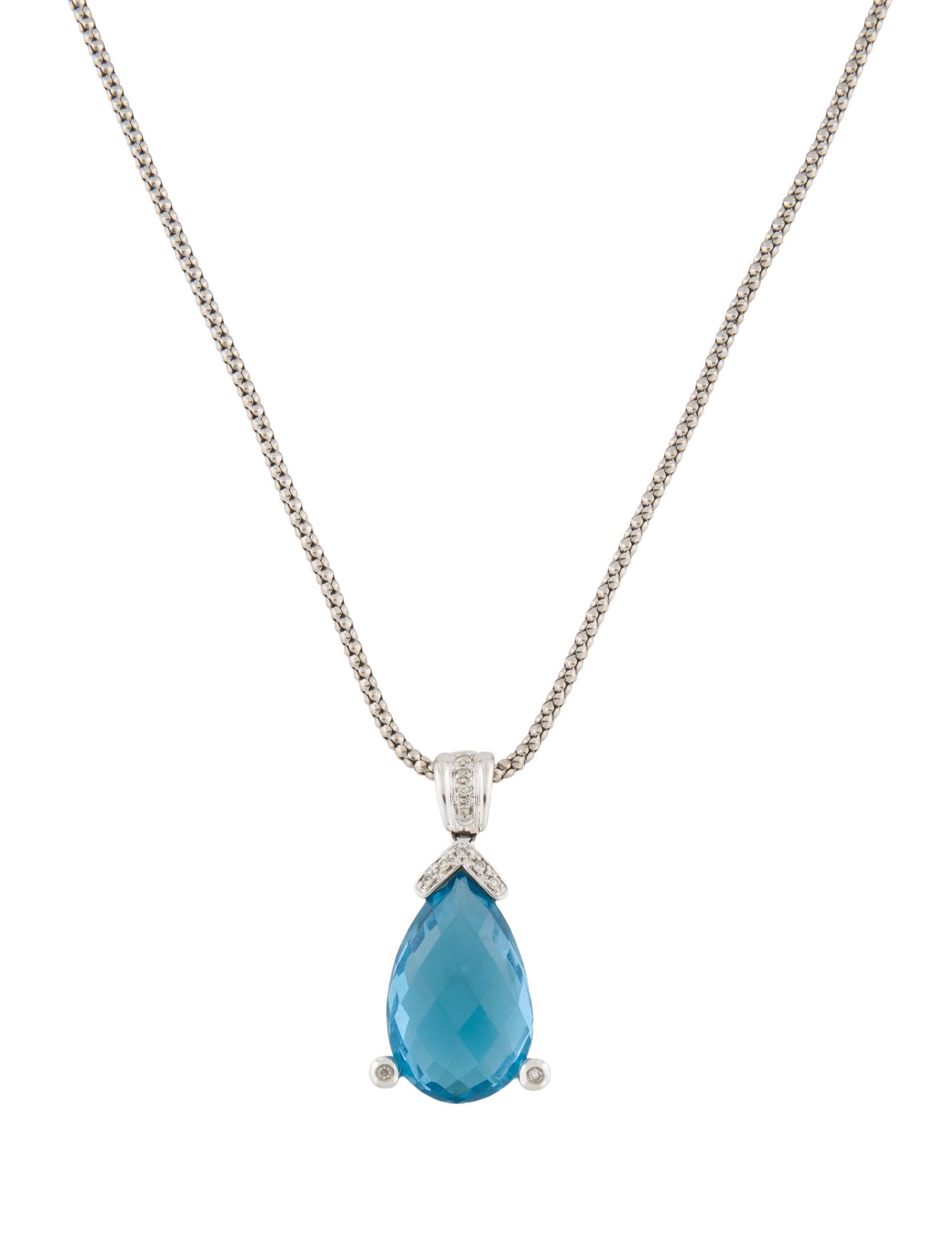 Necklace 14K Topaz & Diamond Pendant Necklace