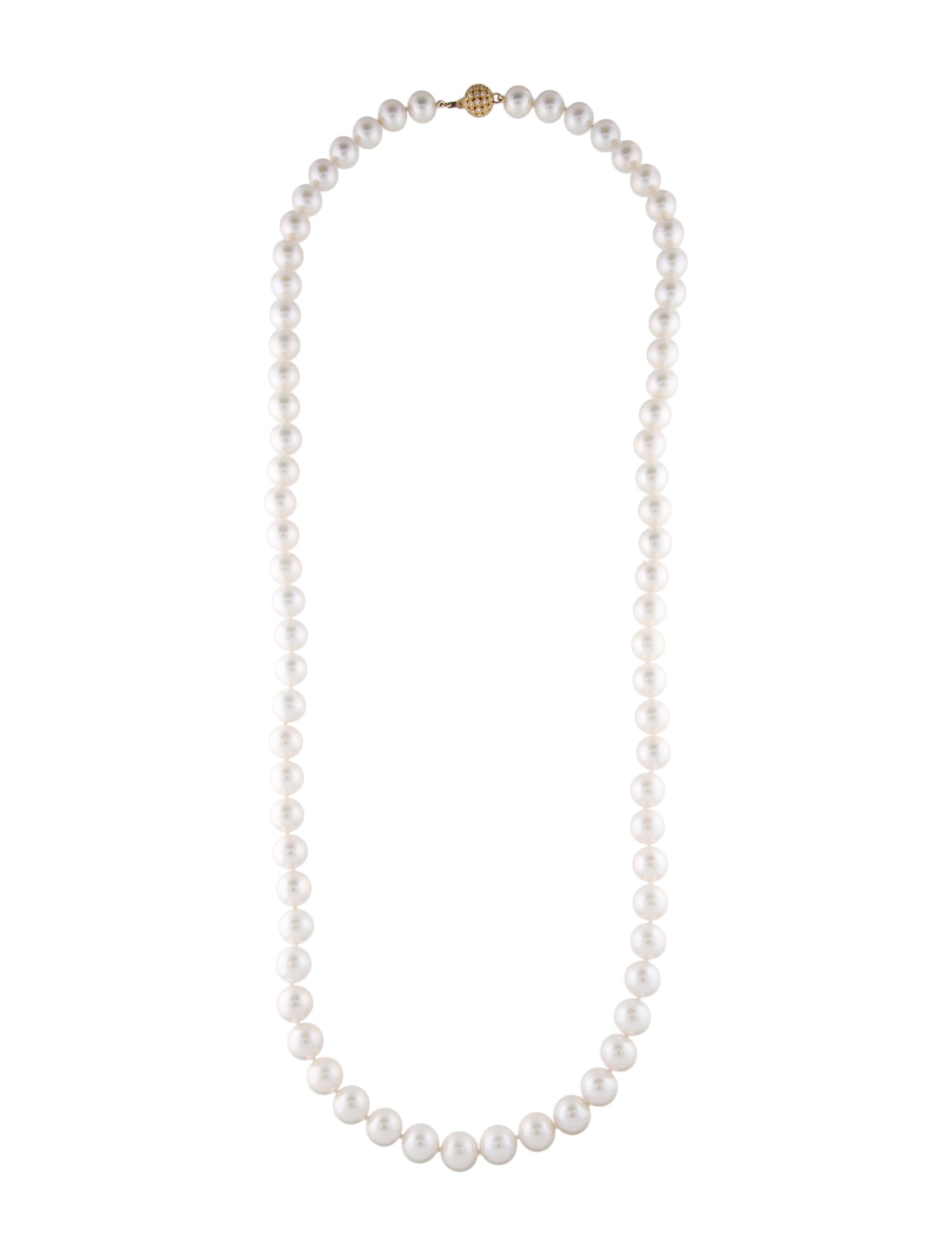 Necklace 14K Pearl & Diamond Bead Strand Necklace