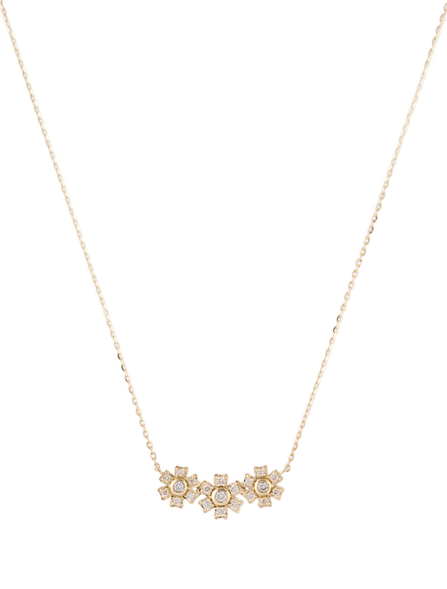 Necklace 14K Diamond Flower Pendant