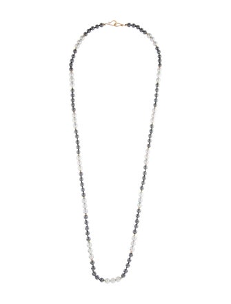 Necklace 14K Pearl & Hematine Bead Strand Necklace