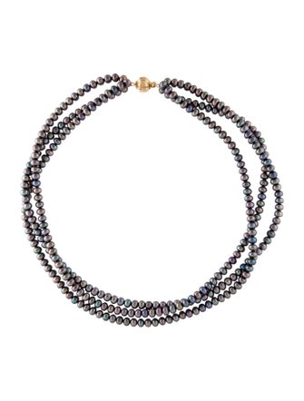 Necklace 14K Dyed Pearl Bead Multistrand Necklace