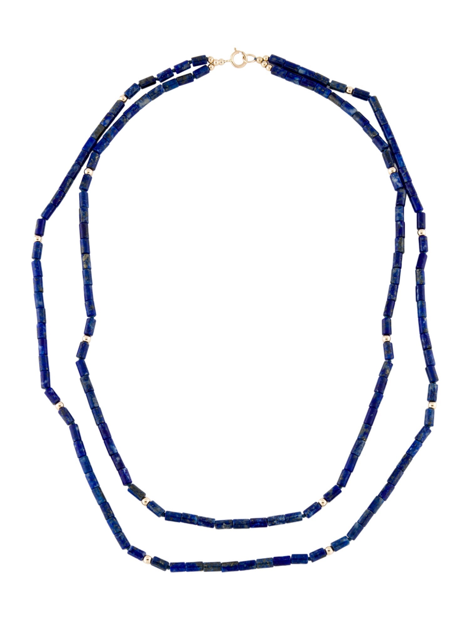 Necklace 14K Lapis Lazuli Double Bead Strand Necklace