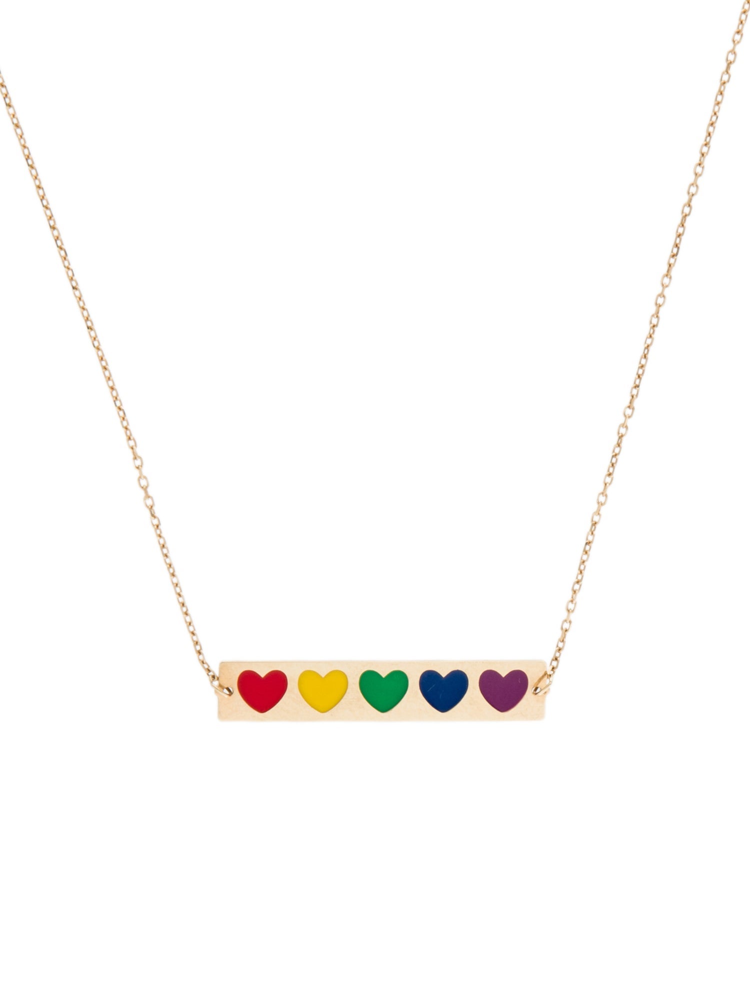 Necklace 14K Enamel Rainbow Pride Heart Pendant Necklace