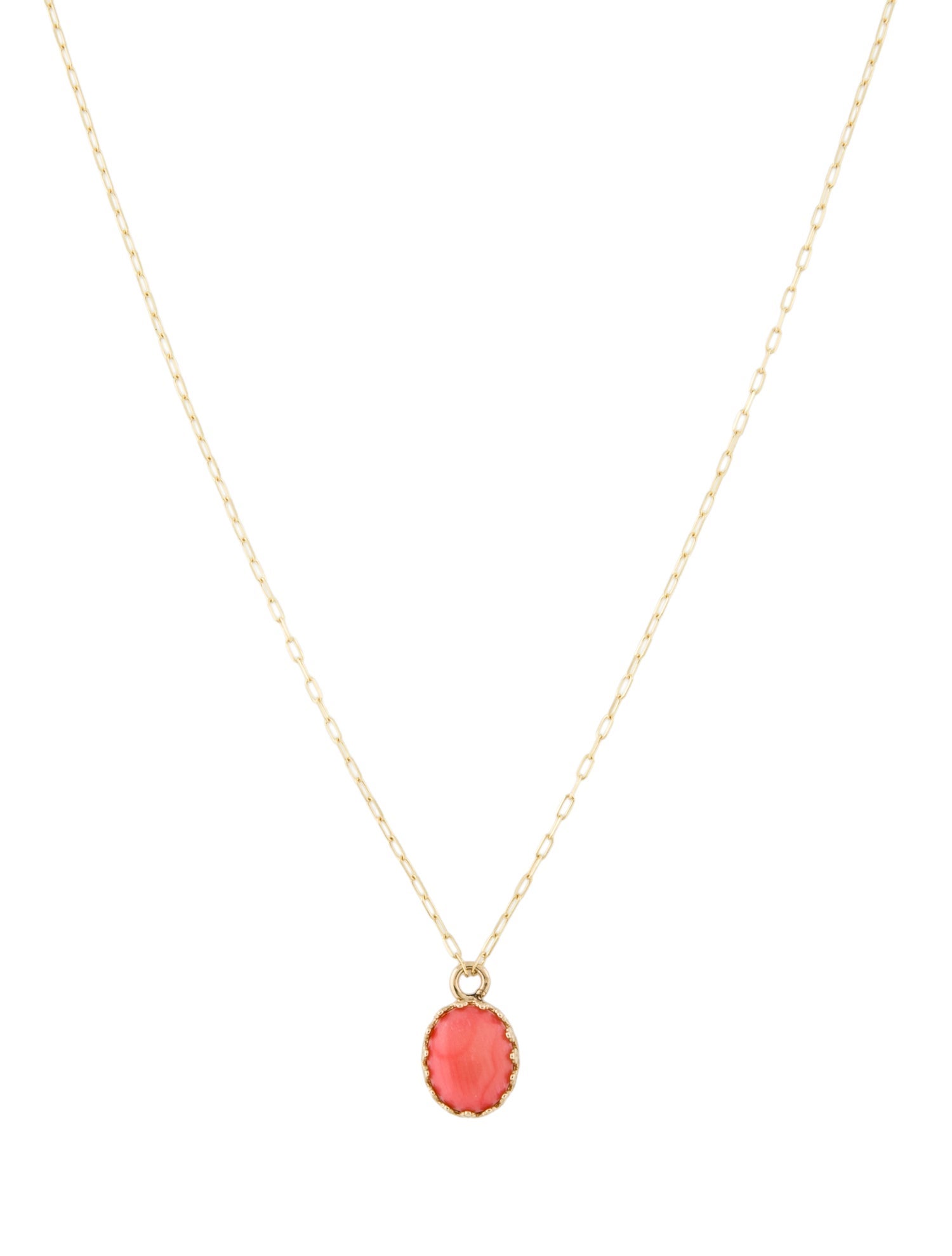 Necklace 14K Dyed Coral Solitaire Pendant Necklace