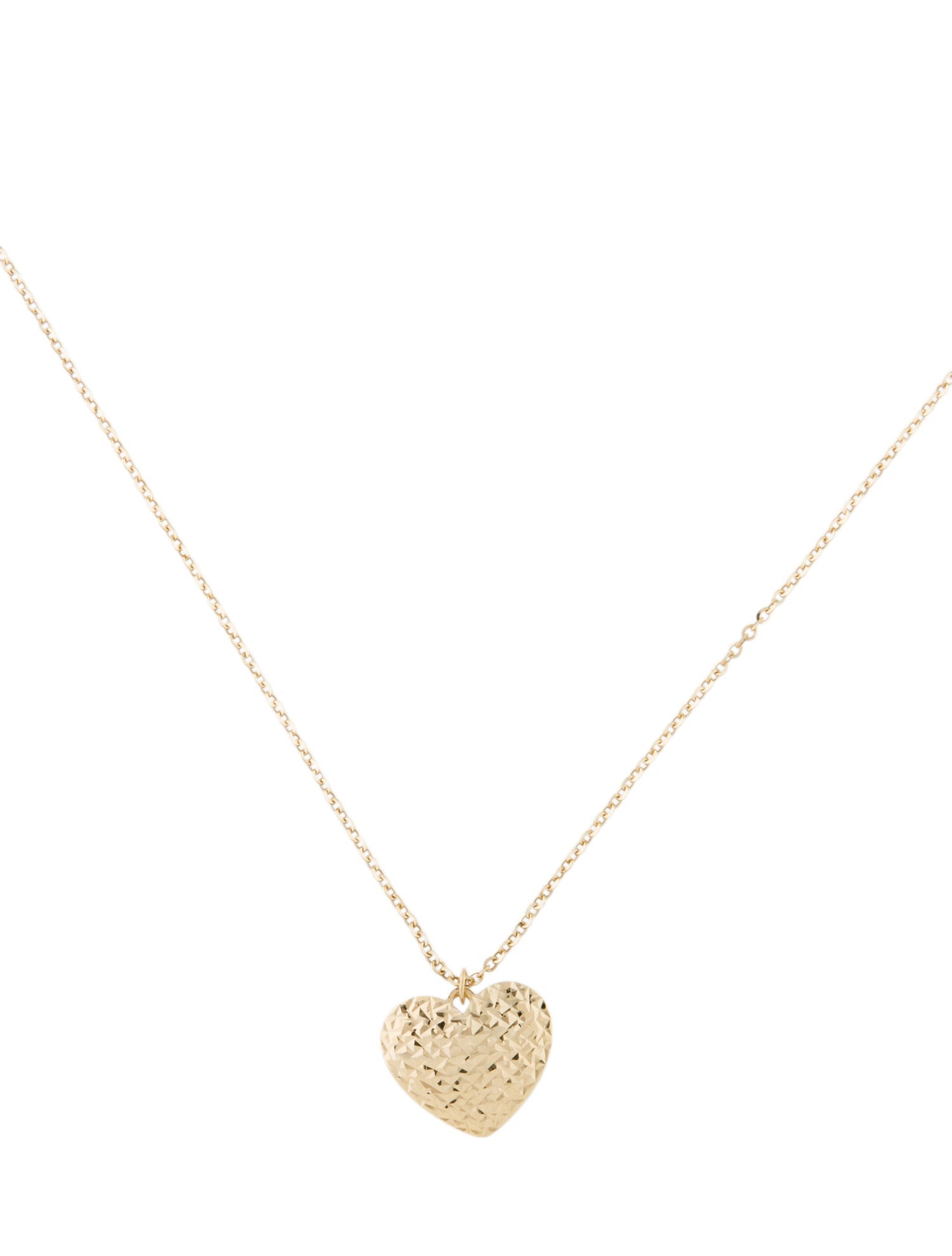 Necklace 14K Textured Heart Pendant Necklace