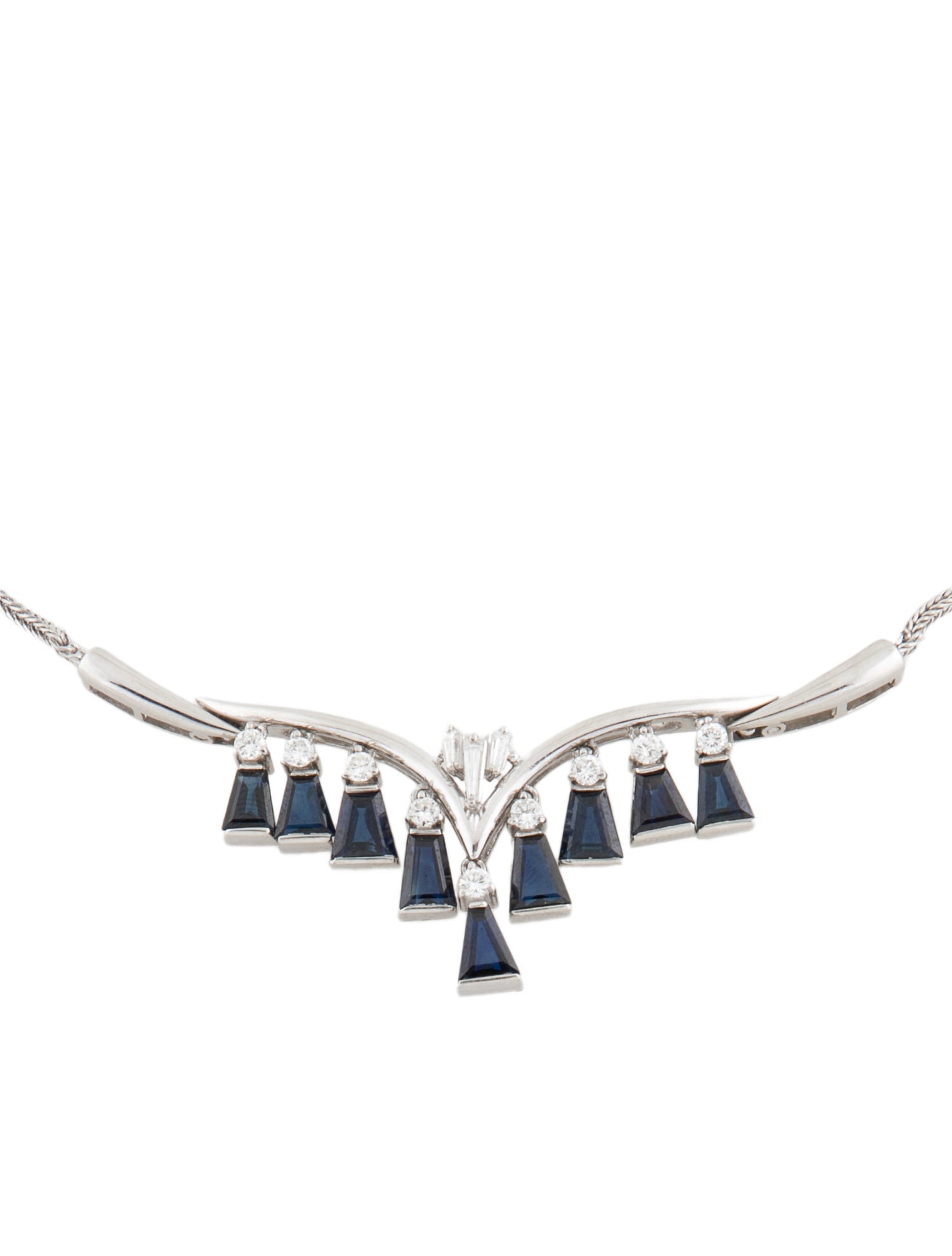 Necklace Platinum Sapphire & Diamond Collar Necklace