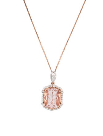 Necklace Oscar Friedman Morganite & Diamond Pendant Necklace