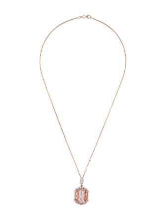 Necklace Oscar Friedman Morganite & Diamond Pendant Necklace