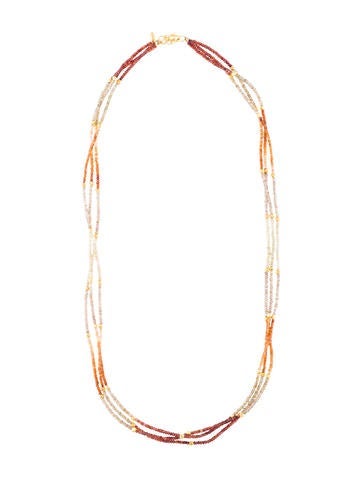 Necklace Multistrand Garnet & Tourmaline Bead