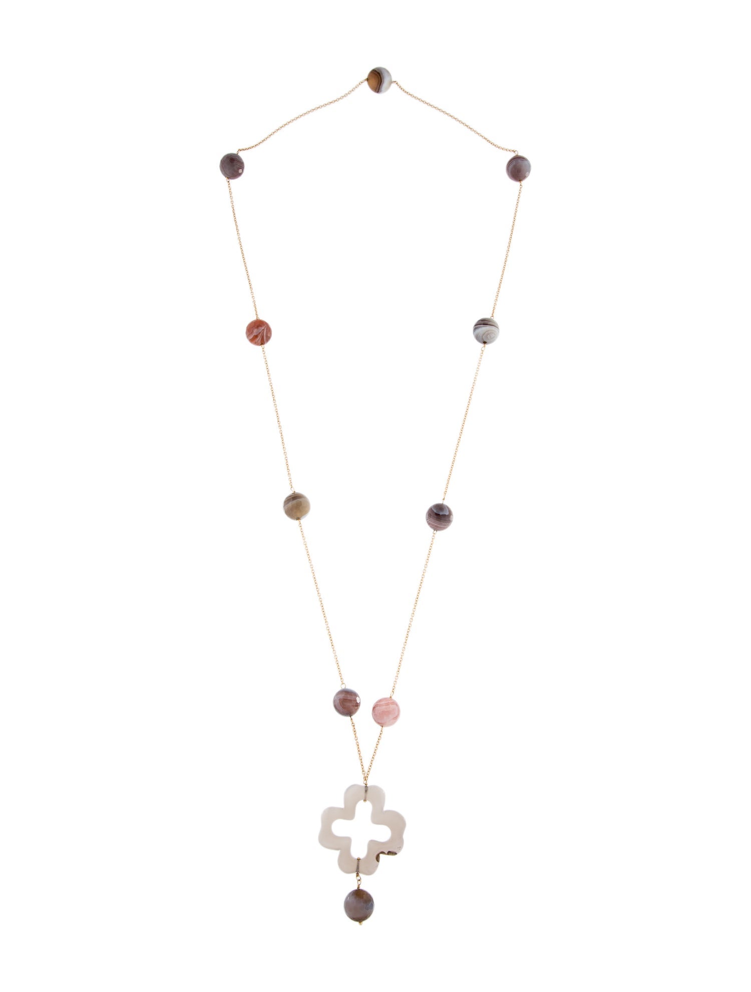 Necklace 18K Agate Bead Pendant