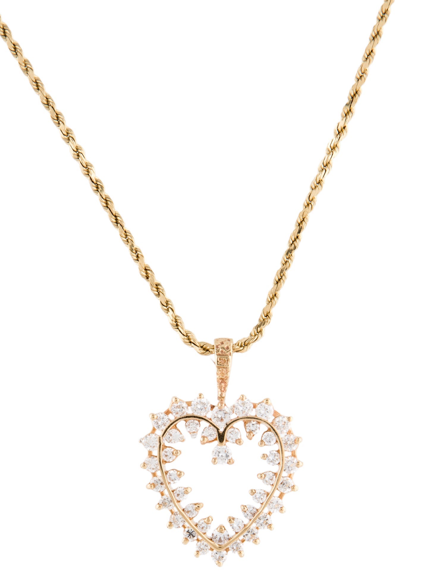 Necklace 14K 1.74ctw Diamond Open Heart Pendant