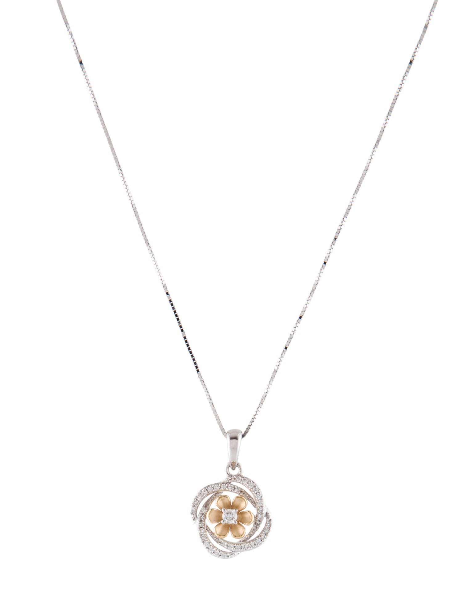 Necklace 14K Diamond Flower Pendant