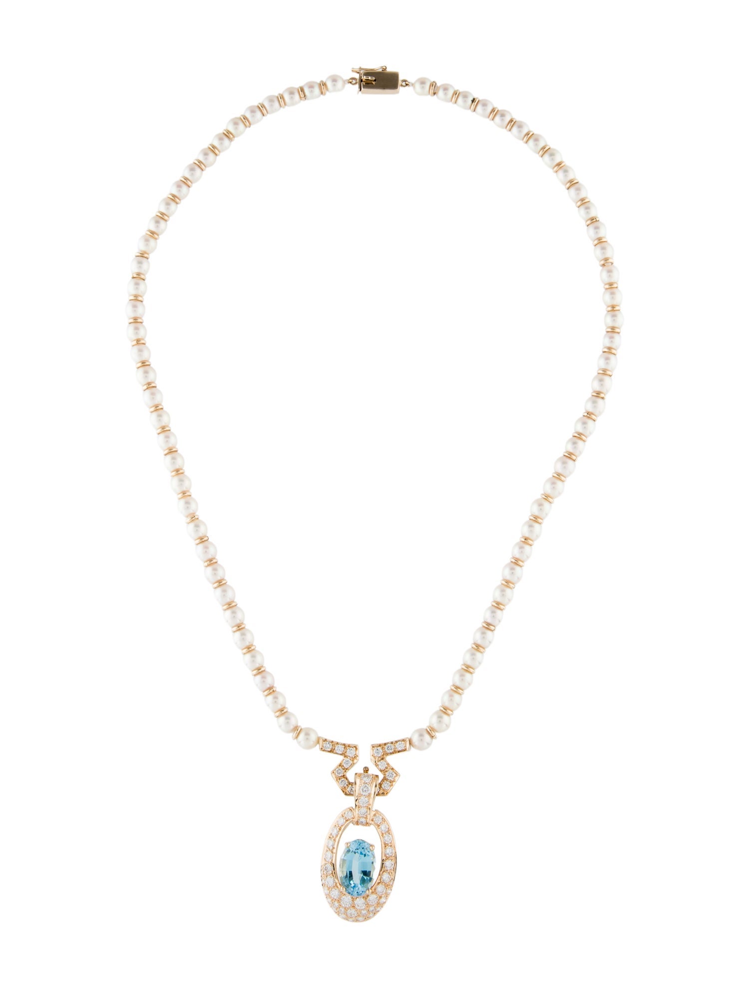 Necklace 14K Pearl, Topaz & Diamond Pendant
