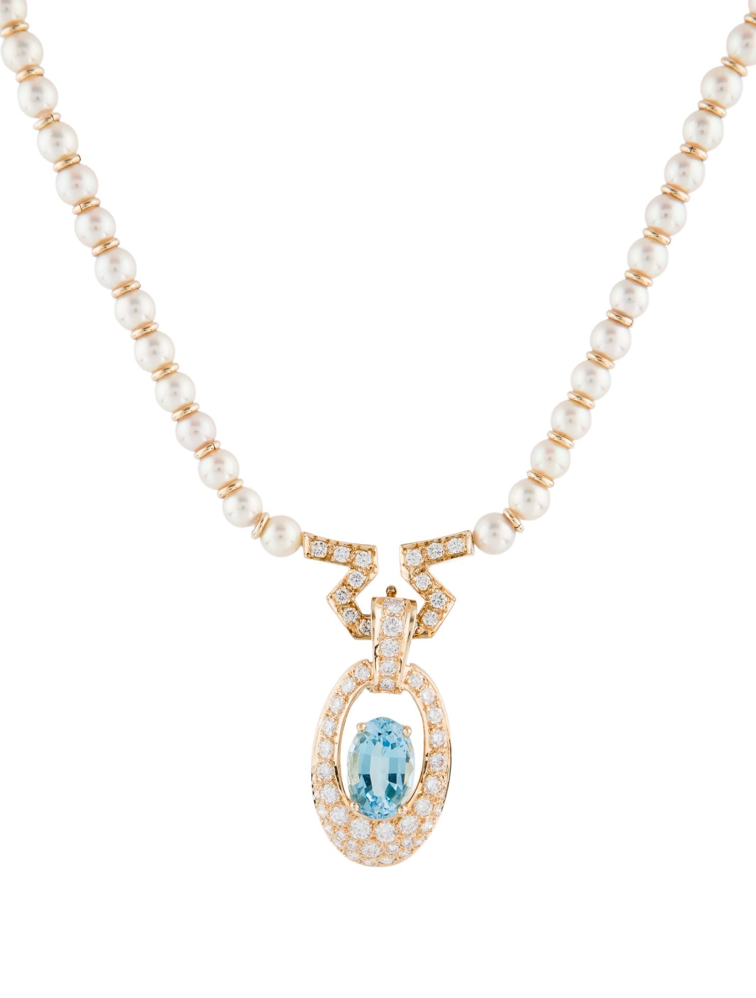Necklace 14K Pearl, Topaz & Diamond Pendant