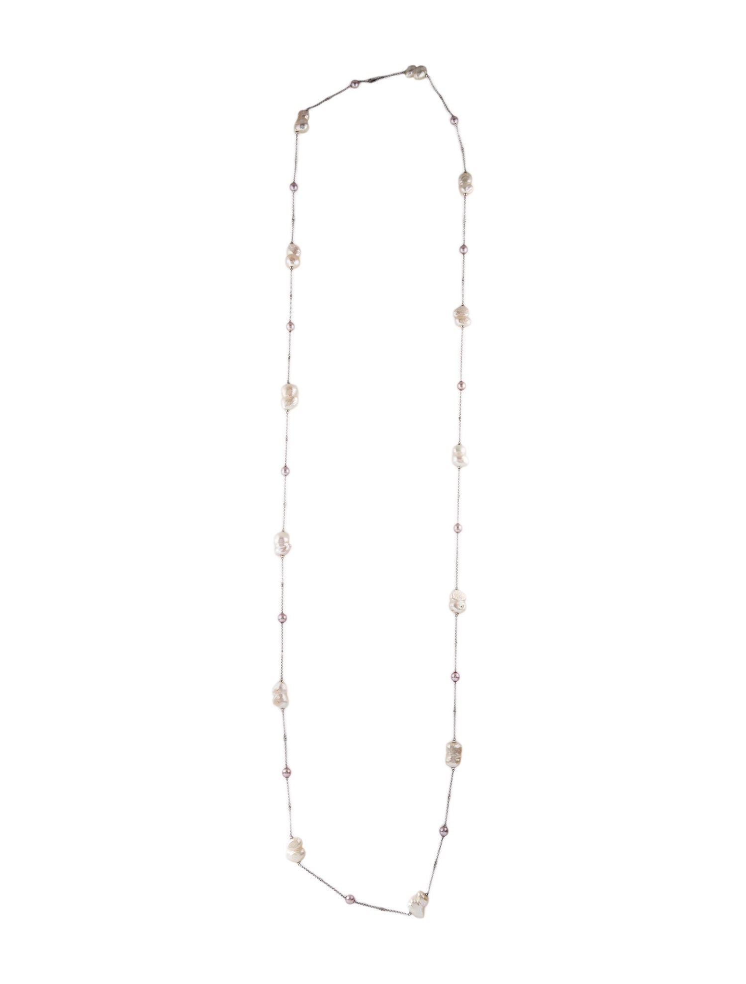 Necklace 18K Pearl & Diamond Station Necklace