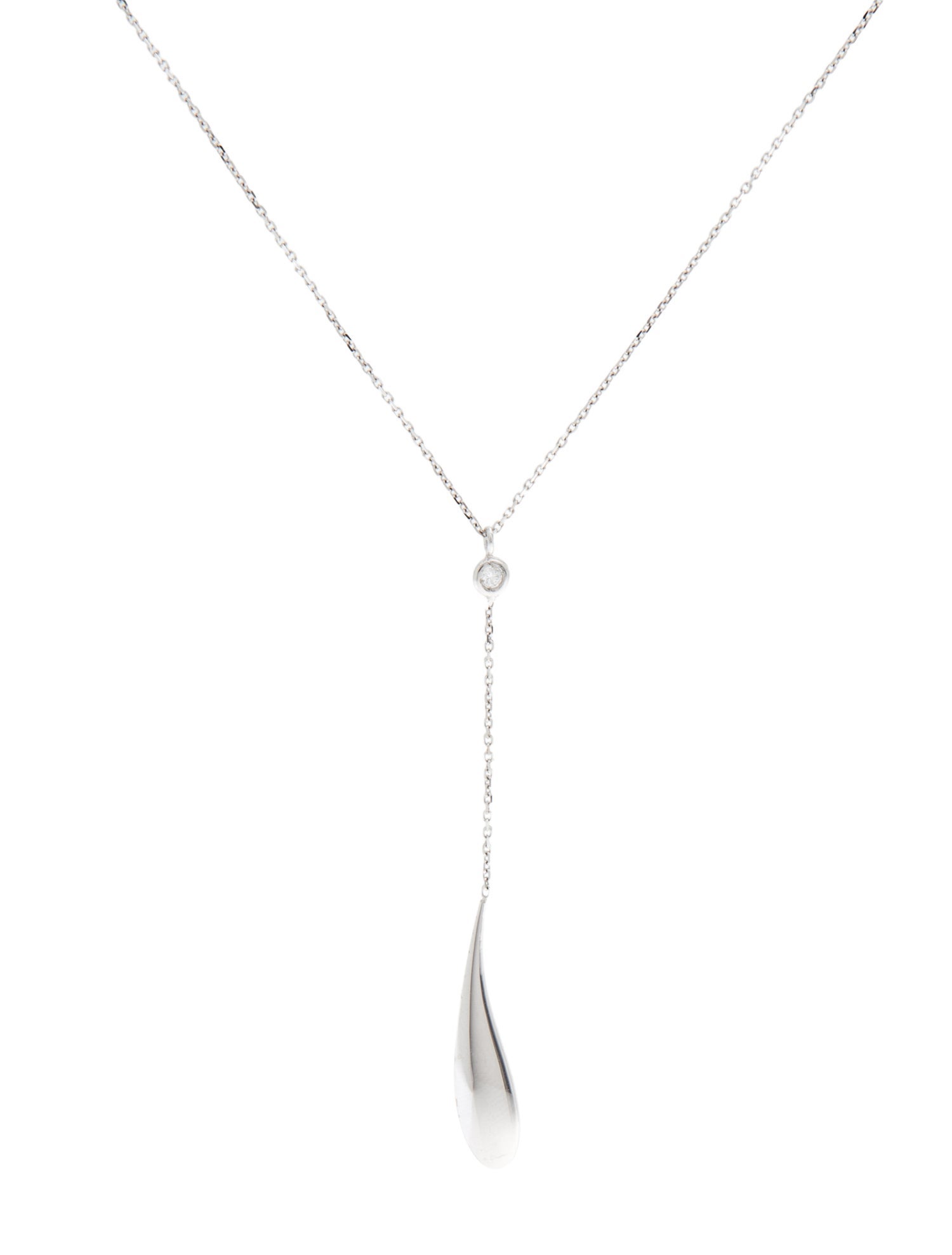Necklace 14K Diamond Tear Drop lavalier Necklace