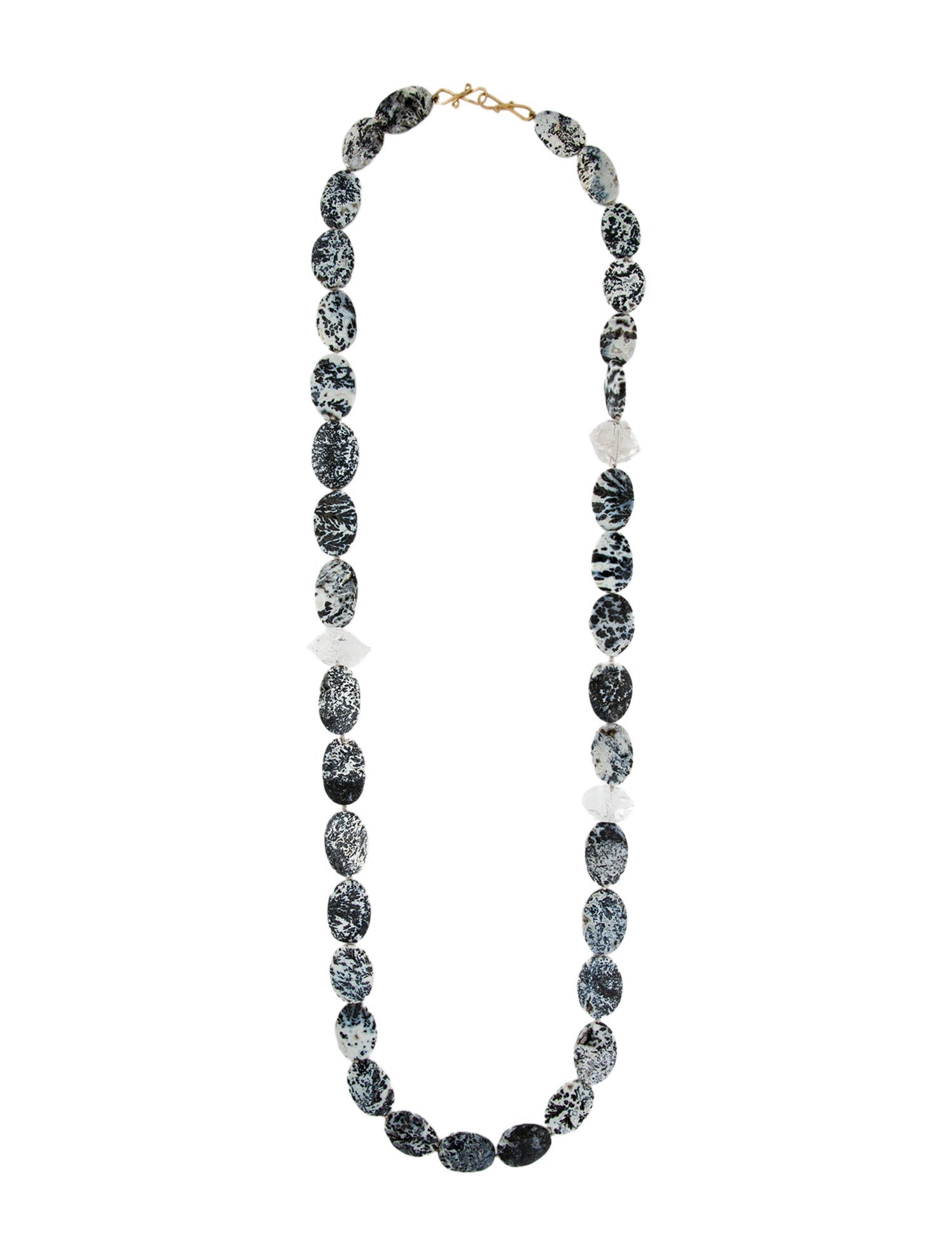 Necklace 18K Dendritic Agate & Quartz Bead