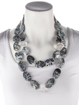 Necklace 18K Dendritic Agate & Quartz Bead Necklace