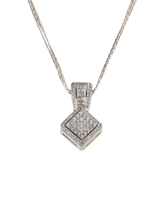 Necklace 3.52ctw Diamond Square Pendant Necklace