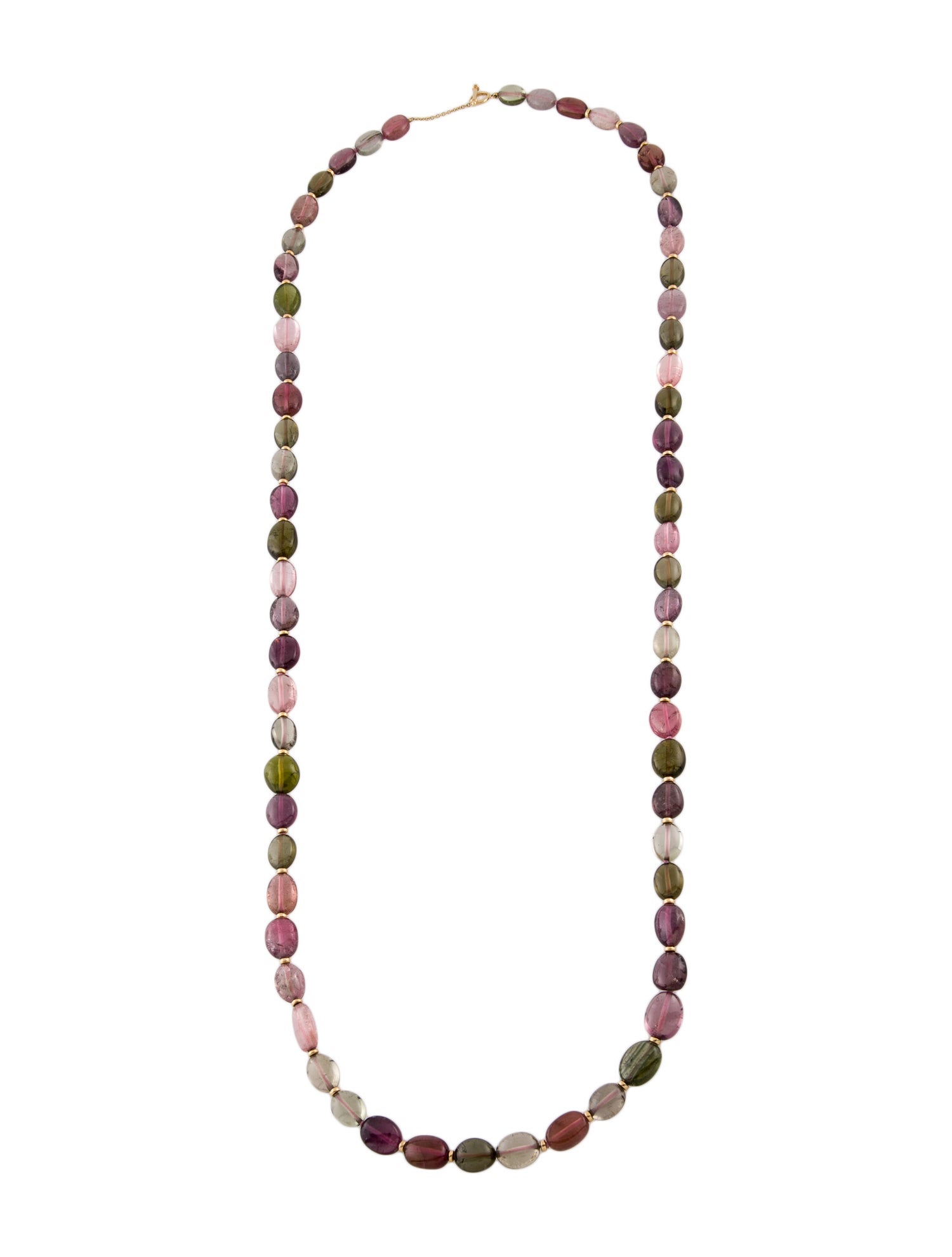 Necklace 18K Tourmaline Long Bead Strand Necklace