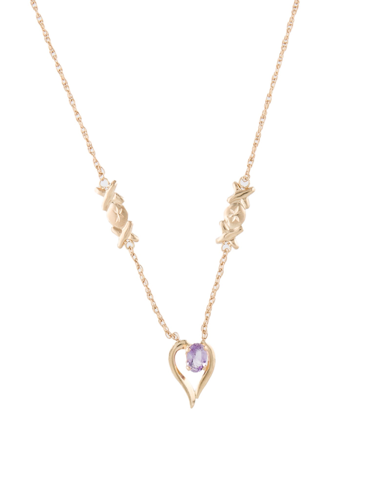 Necklace 14K Amethyst X&O Station Necklace