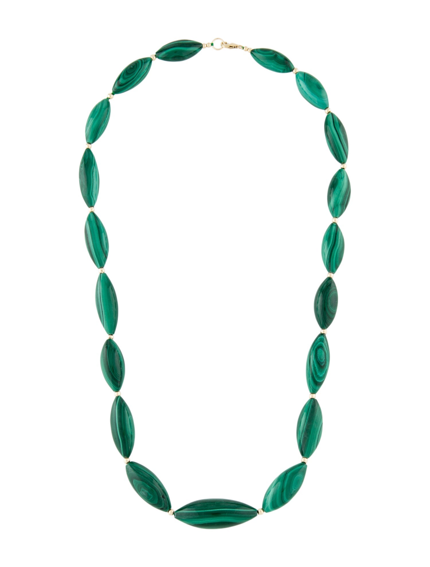 Necklace 14K Malachite & Gold Bead Graduated Strand Necklace