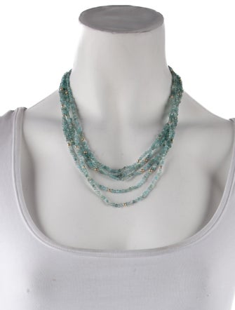 Necklace 14K Apatite Multi-Strand Beaded Chain Necklace