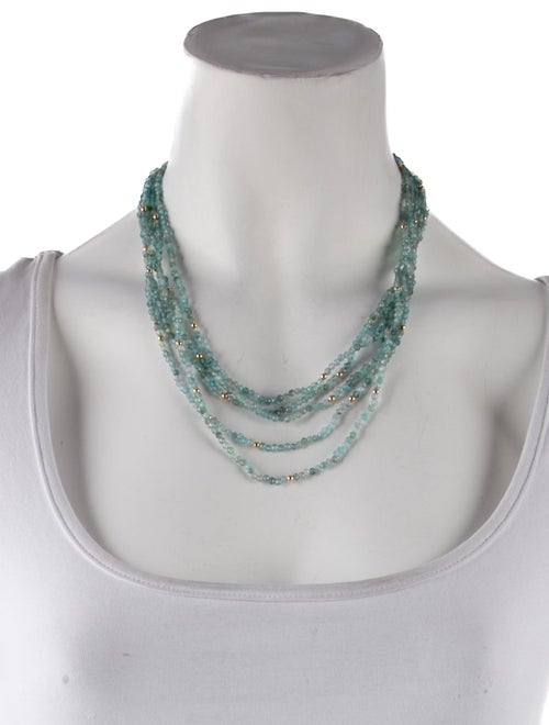 Necklace 14K Apatite Multi-Strand Beaded Chain Necklace