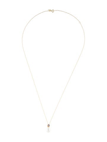 Necklace Pendant 14K Pearl & Tanzanite 8.5-6.5mm