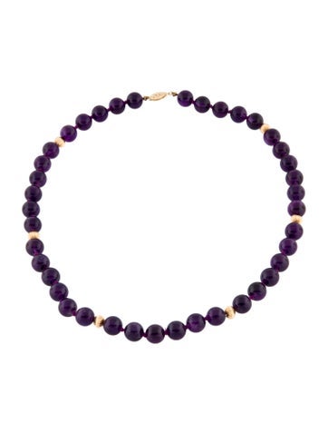 Necklace Bead Strand 14K Amethyst
