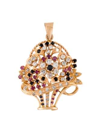 Necklace 18K Diamond, Sapphire, & Ruby Pendant