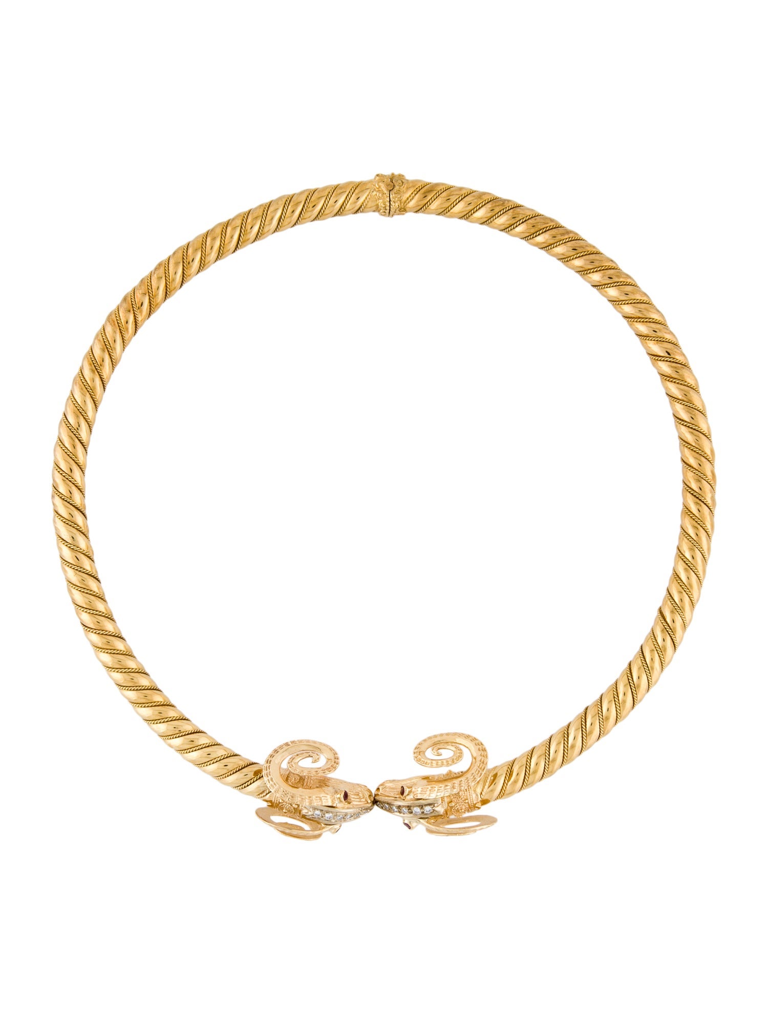 Necklace 18K Ruby & Diamond Twin Ram's Head Collar