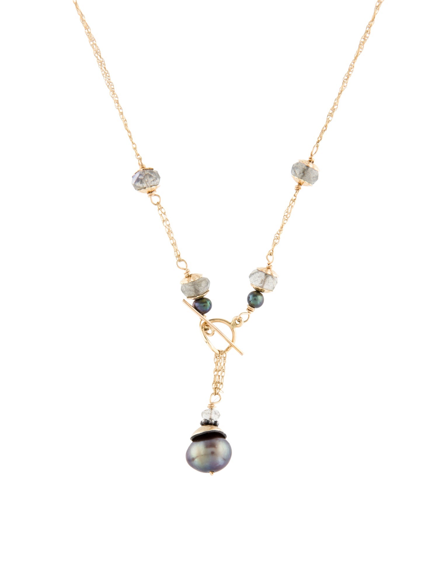 Necklace 14K Pearl & Labradorite Lavalier