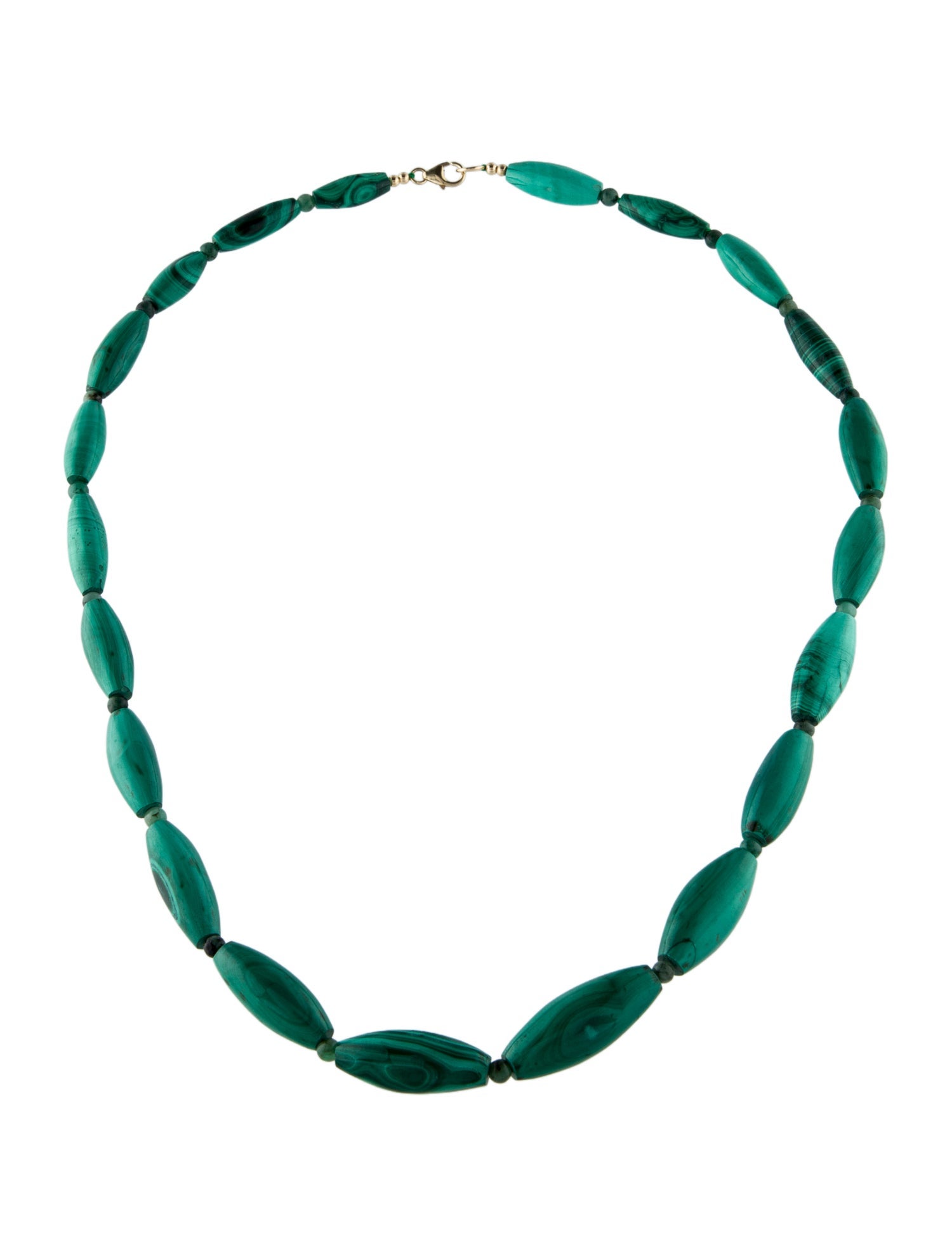 Necklace 14K Malachite & Emerald Bead Necklace