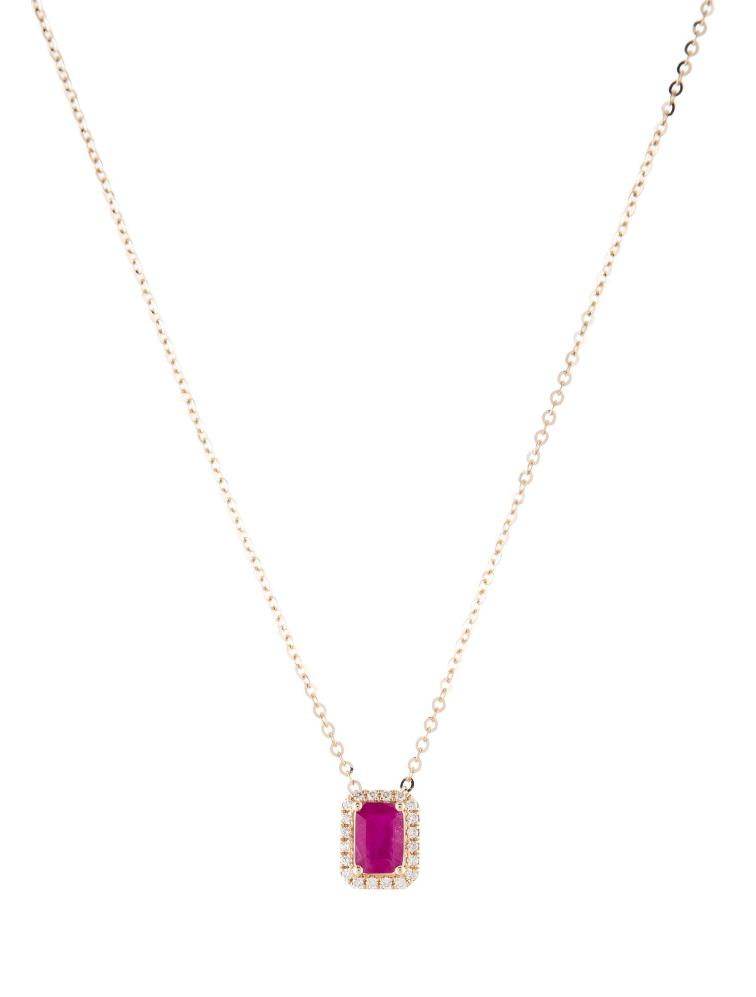 Necklace 14K 1.11ctw Ruby & Diamond Pendant Necklace