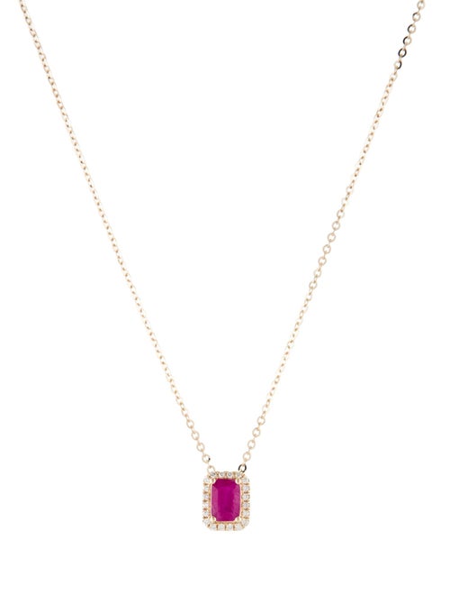 Necklace 14K 1.11ctw Ruby & Diamond Pendant Necklace
