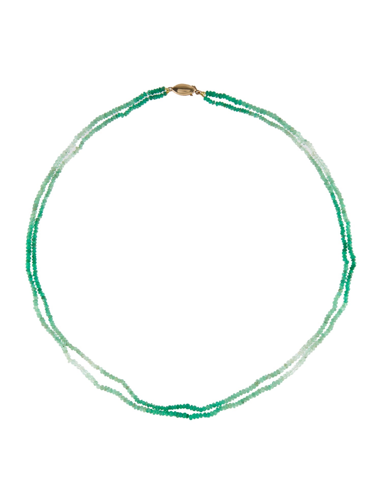 Necklace 14K Emerald & Beryl Bead Double Strand