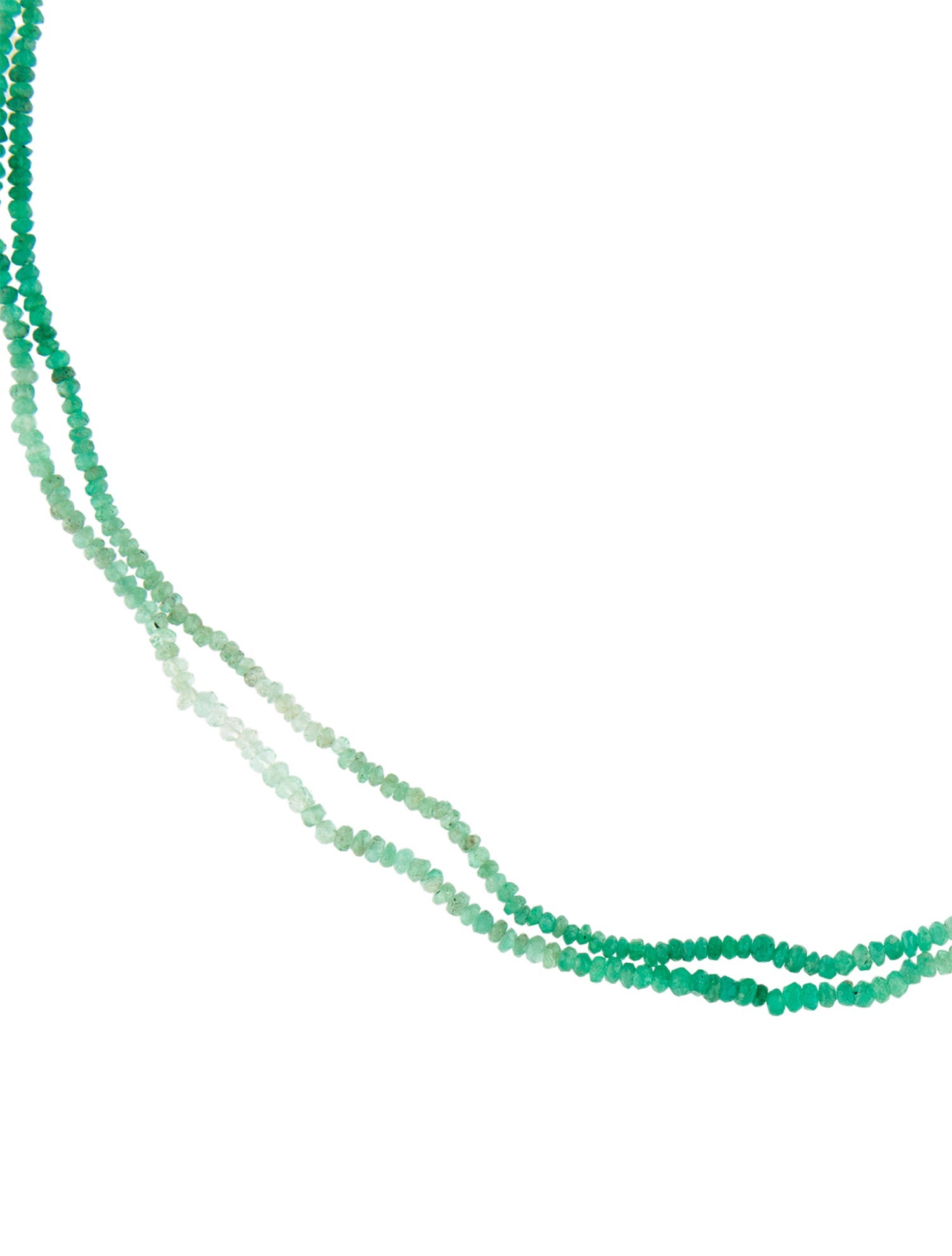 Necklace 14K Emerald & Beryl Bead Double Strand