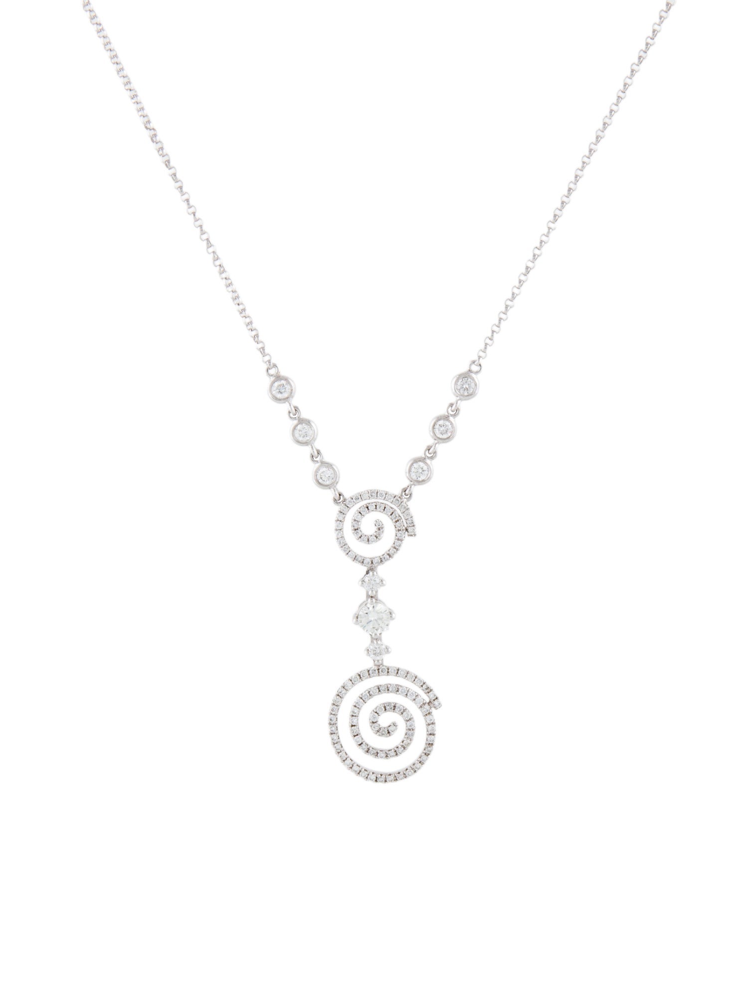 Necklace 18K Diamond Swirl Pendant Necklace