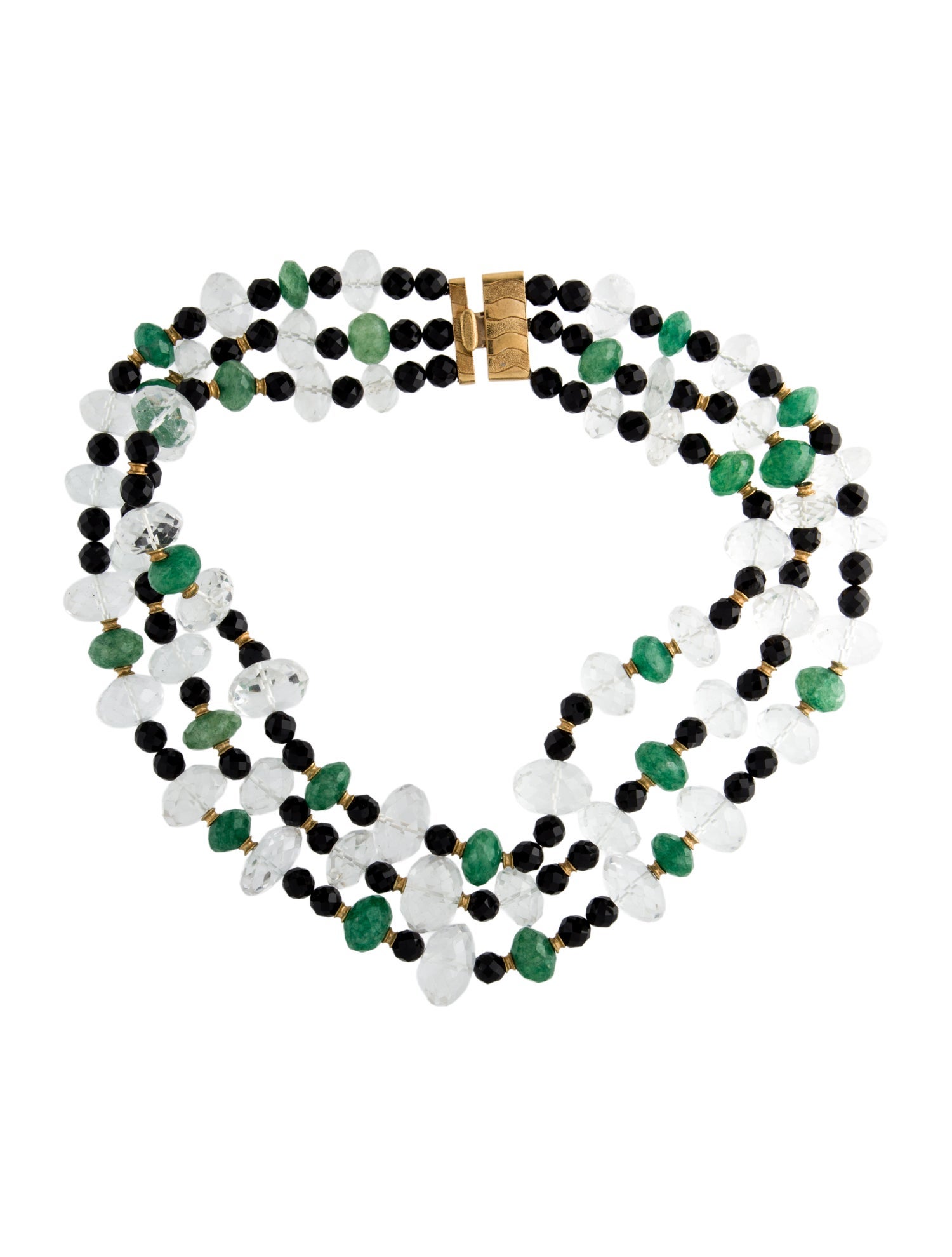 Necklace Francesca Visconti di Modrone 18K Quartz, Onyx & Dyed Quartz Multistrand