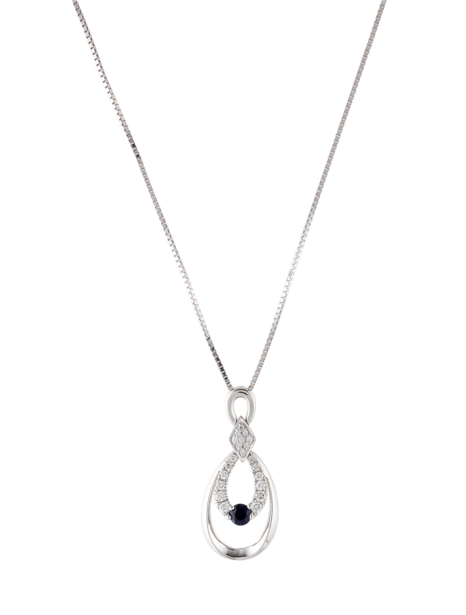 Necklace 14K Sapphire & Diamond Pendant Necklace