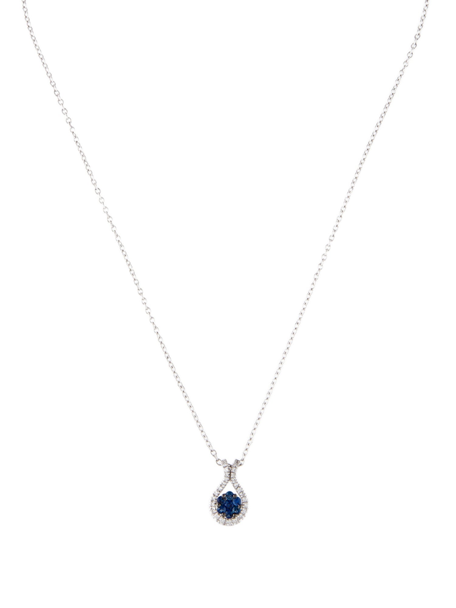 Necklace 14K Sapphire & Diamond Pendant Necklace