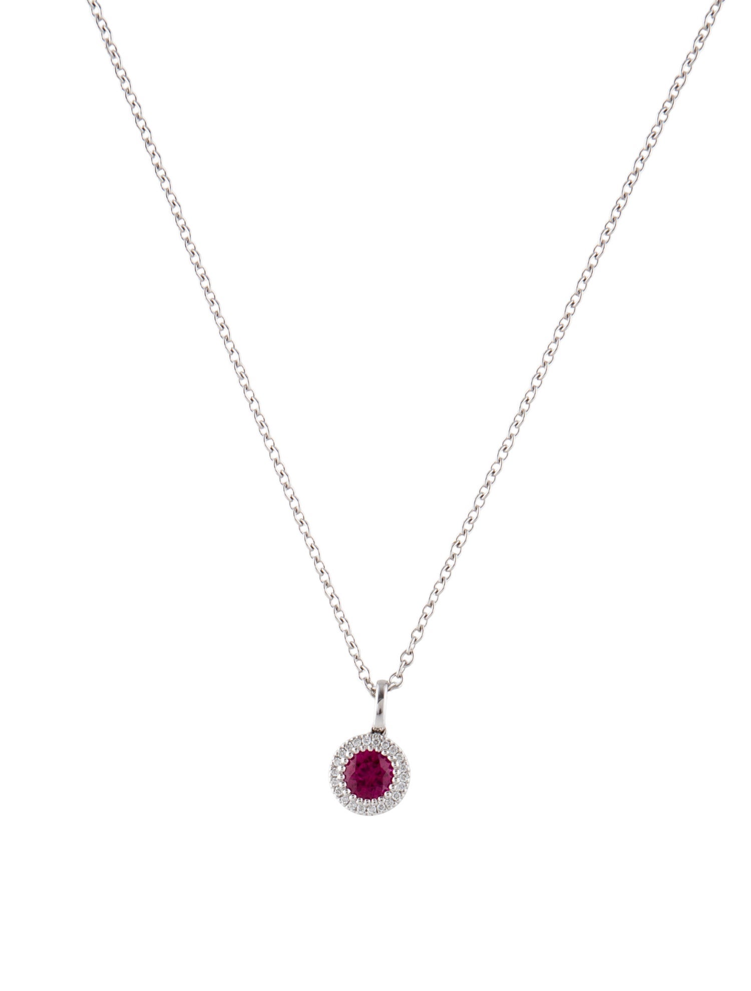 Necklace 14K Ruby & Diamond Pendant Necklace