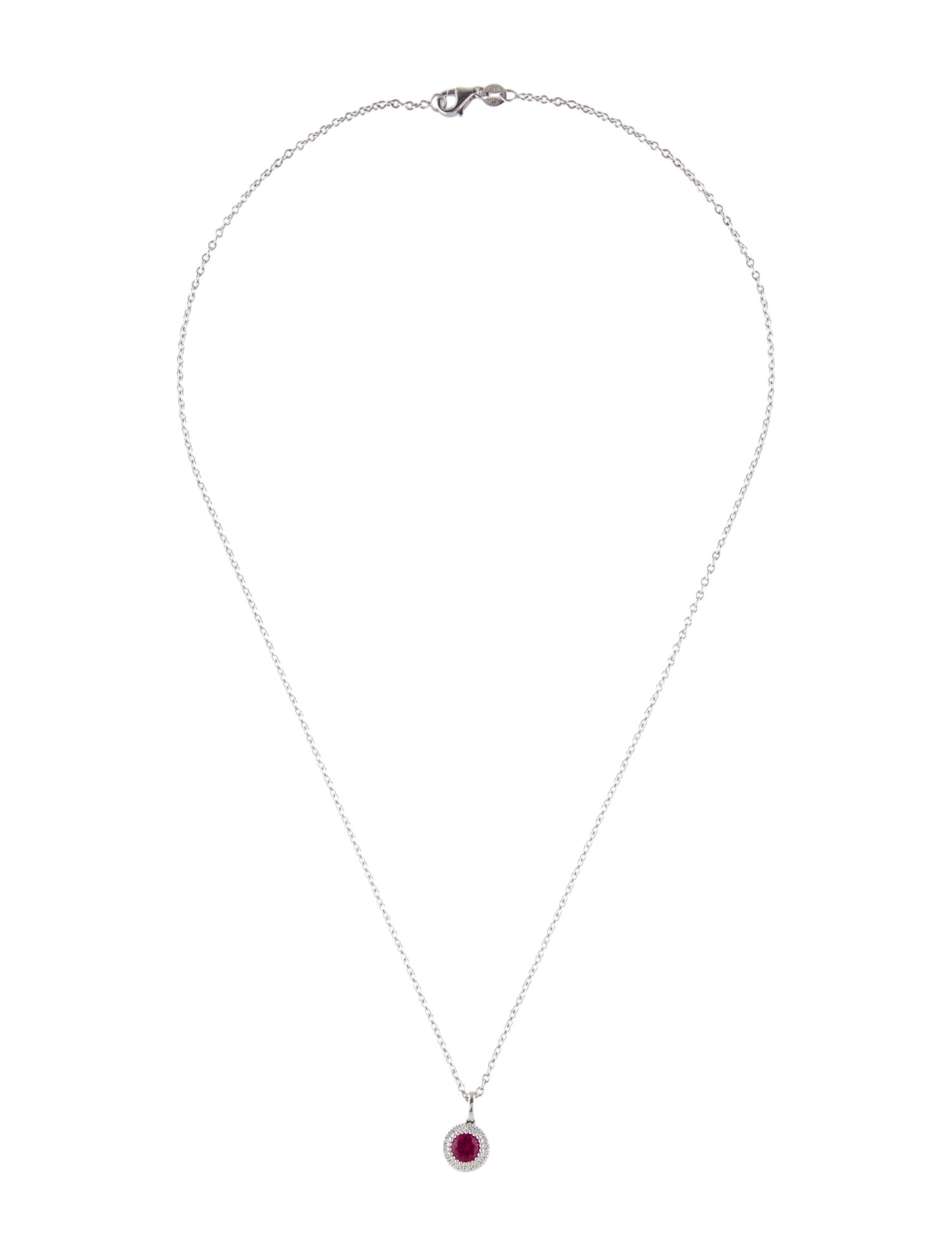 Necklace 14K Ruby & Diamond Pendant Necklace